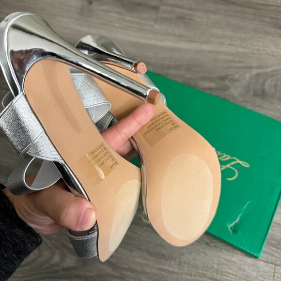 NIB Lauren Lorraine Dallas Ankle-Strap Elastic Dress Stiletto Heels Sandals Sz 9 - Picture 4 of 5